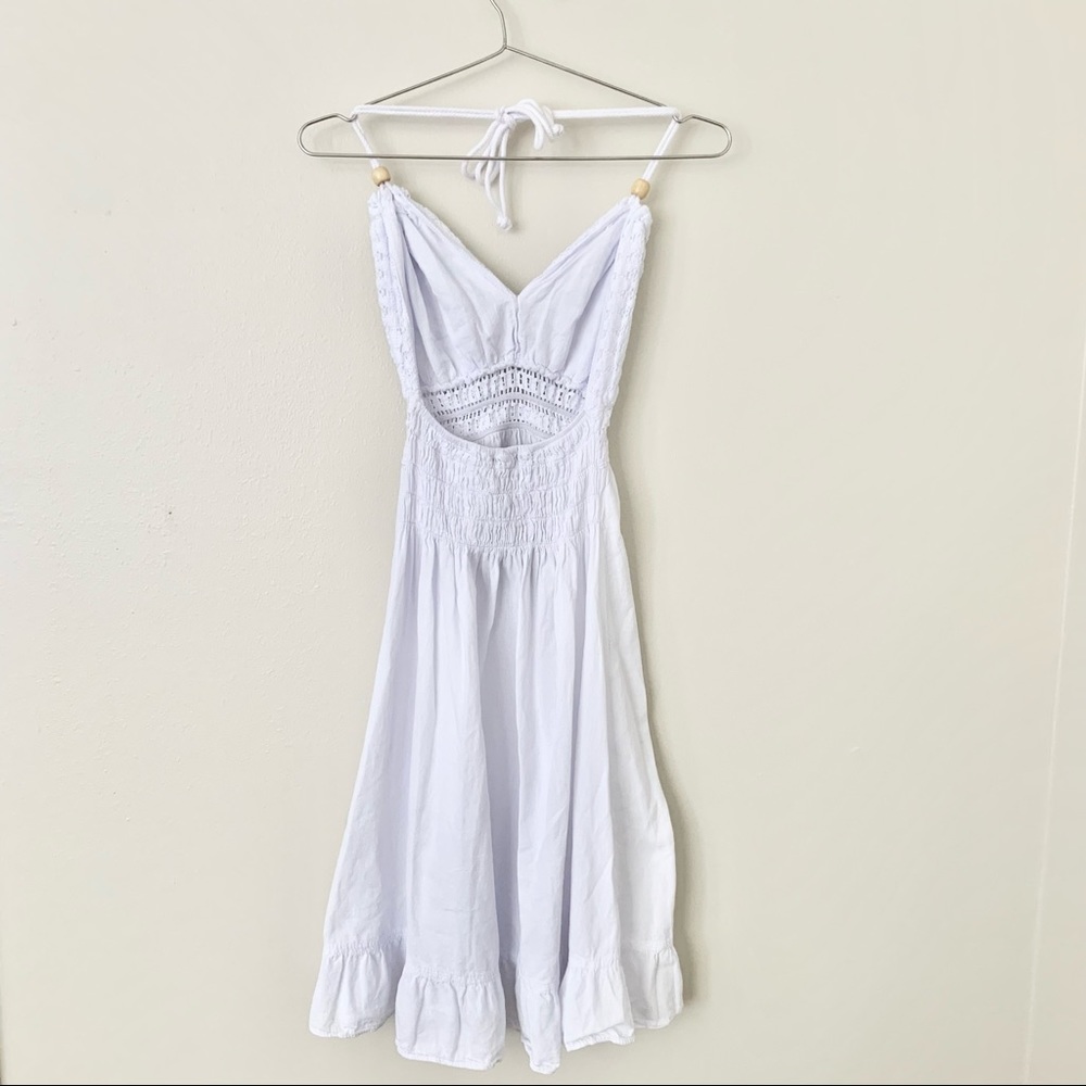 | crochet backless tie halter beach summer cover up dress | - Picture 8 of 10